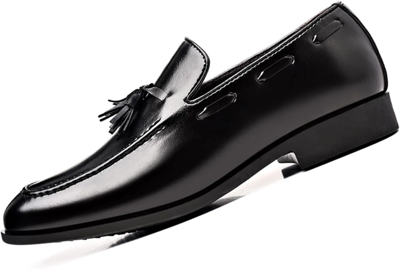 Men's Dress Loafers Oxfords Shoes Comfy Moccasin Slip-On Driving Flats with Tassels Formal Business Shoes