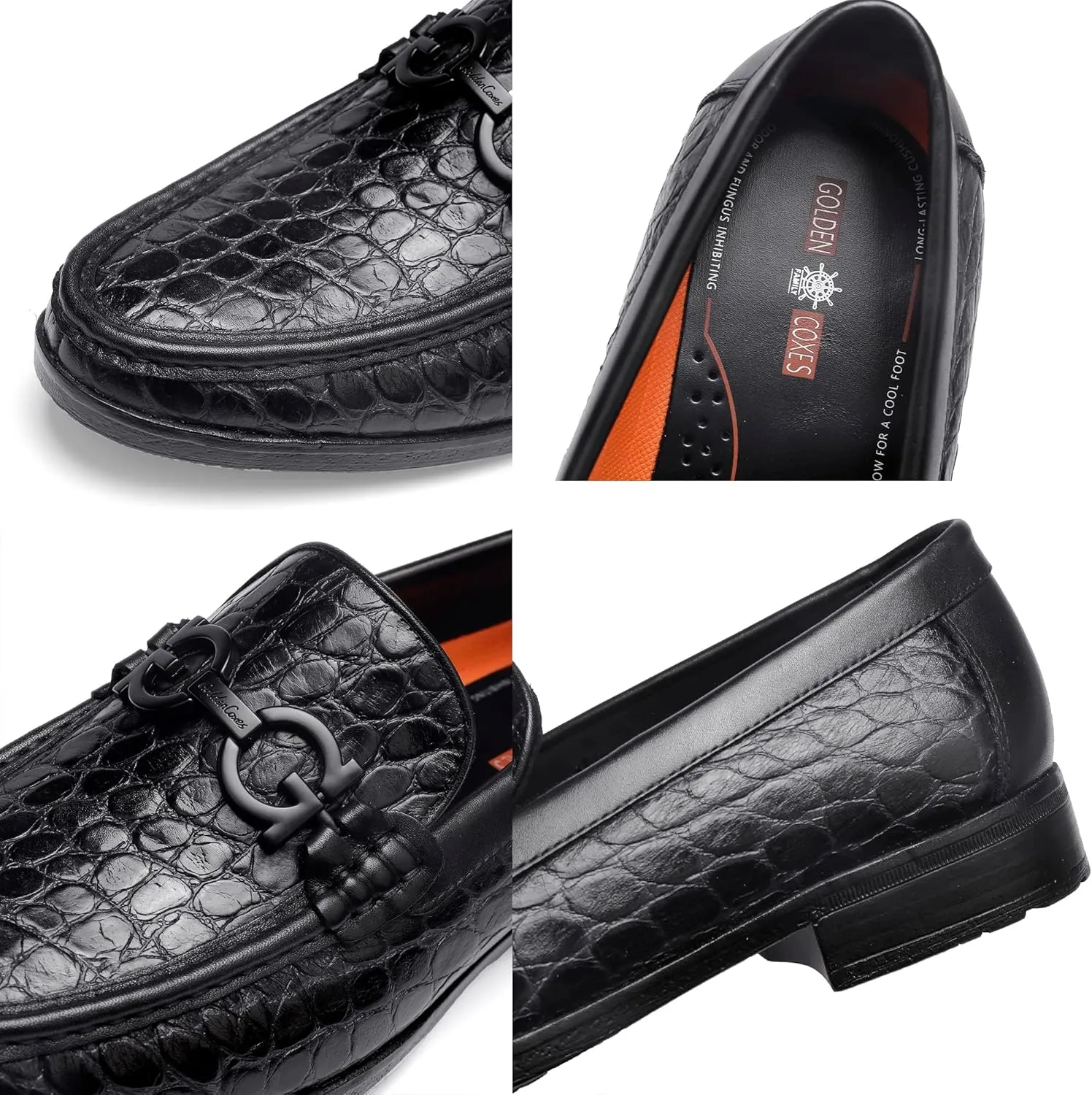 Men's Dress Shoes, Classic Crocodile Printed Leather Dress Loafers Business Formal Shoes Slip-on Penny Loafer for Men