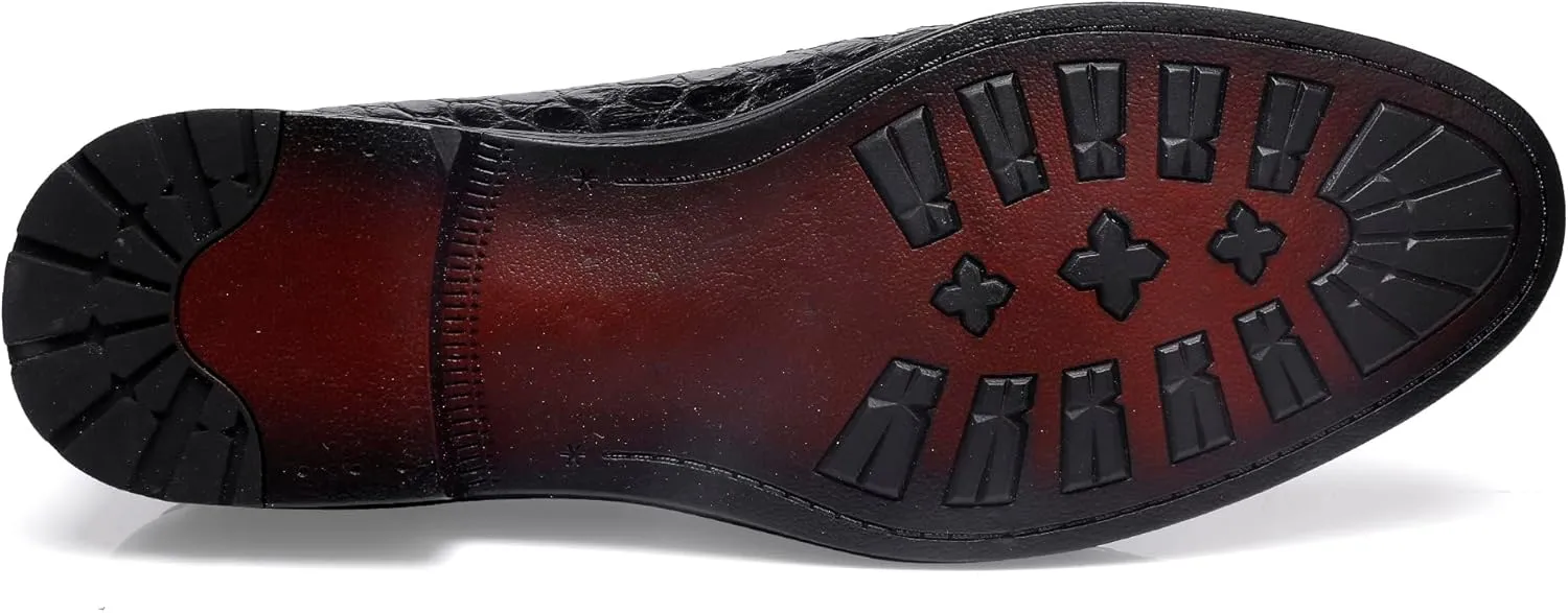 Men's Dress Shoes, Classic Crocodile Printed Leather Dress Loafers Business Formal Shoes Slip-on Penny Loafer for Men