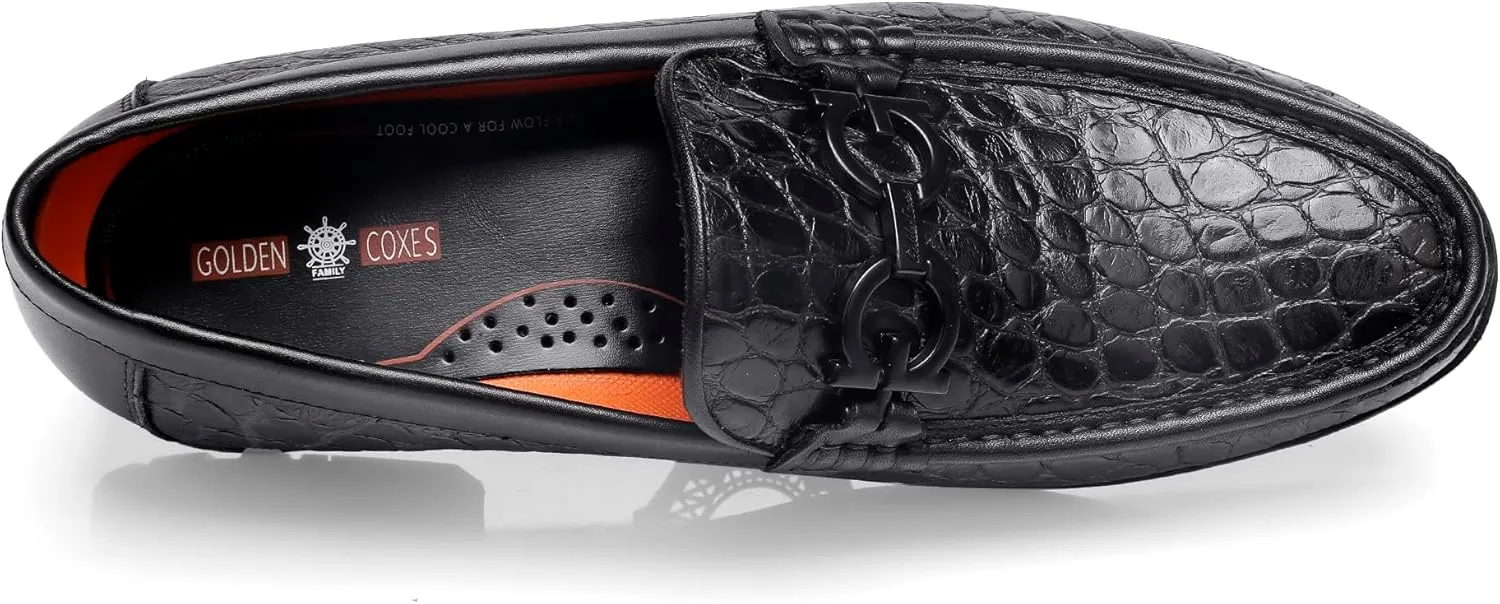 Men's Dress Shoes, Classic Crocodile Printed Leather Dress Loafers Business Formal Shoes Slip-on Penny Loafer for Men