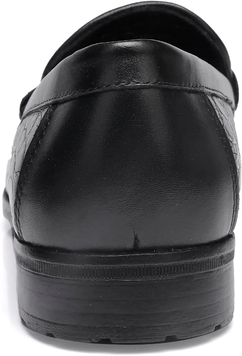 Men's Dress Shoes, Classic Crocodile Printed Leather Dress Loafers Business Formal Shoes Slip-on Penny Loafer for Men
