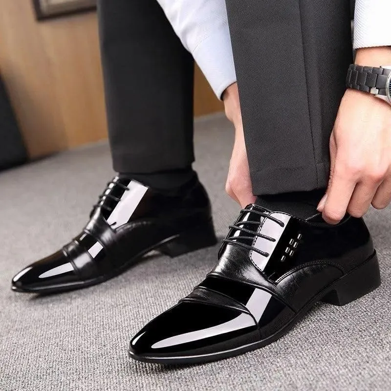 Men's Dress Shoes Classic Lace-up Business Formal Oxfords Men Patent Leather Tuxedo Shoes