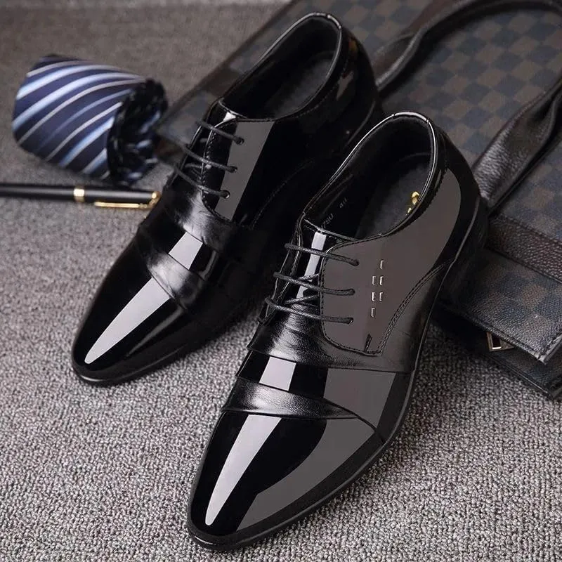 Men's Dress Shoes Classic Lace-up Business Formal Oxfords Men Patent Leather Tuxedo Shoes