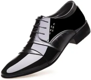 Men's Dress Shoes Classic Lace-up Business Formal Oxfords Men Patent Leather Tuxedo Shoes