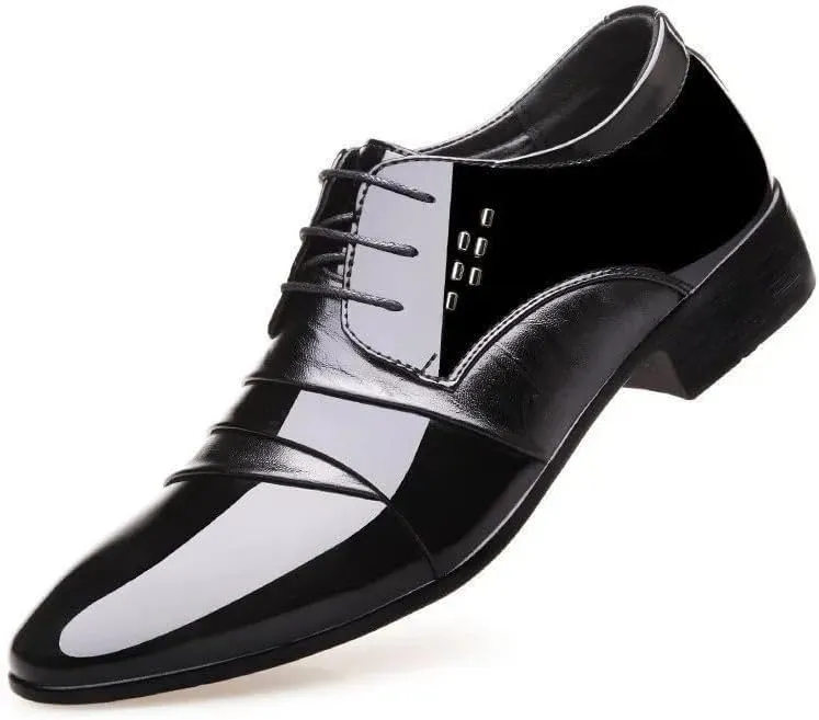 Men's Dress Shoes Classic Lace-up Business Formal Oxfords Men Patent Leather Tuxedo Shoes