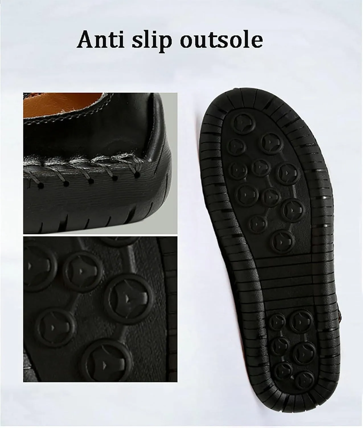 Men's Leather Hollow Out Hook Loop Flat Fisherman Sandals Closed Toe Head Soft Bottom Wading Sandals