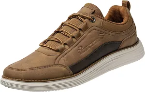 Men's Leather Lace-up Fashion Sneakers,Classic Breathable Comfortable Slip-on Non Slip Business Oxford Dress Shoes