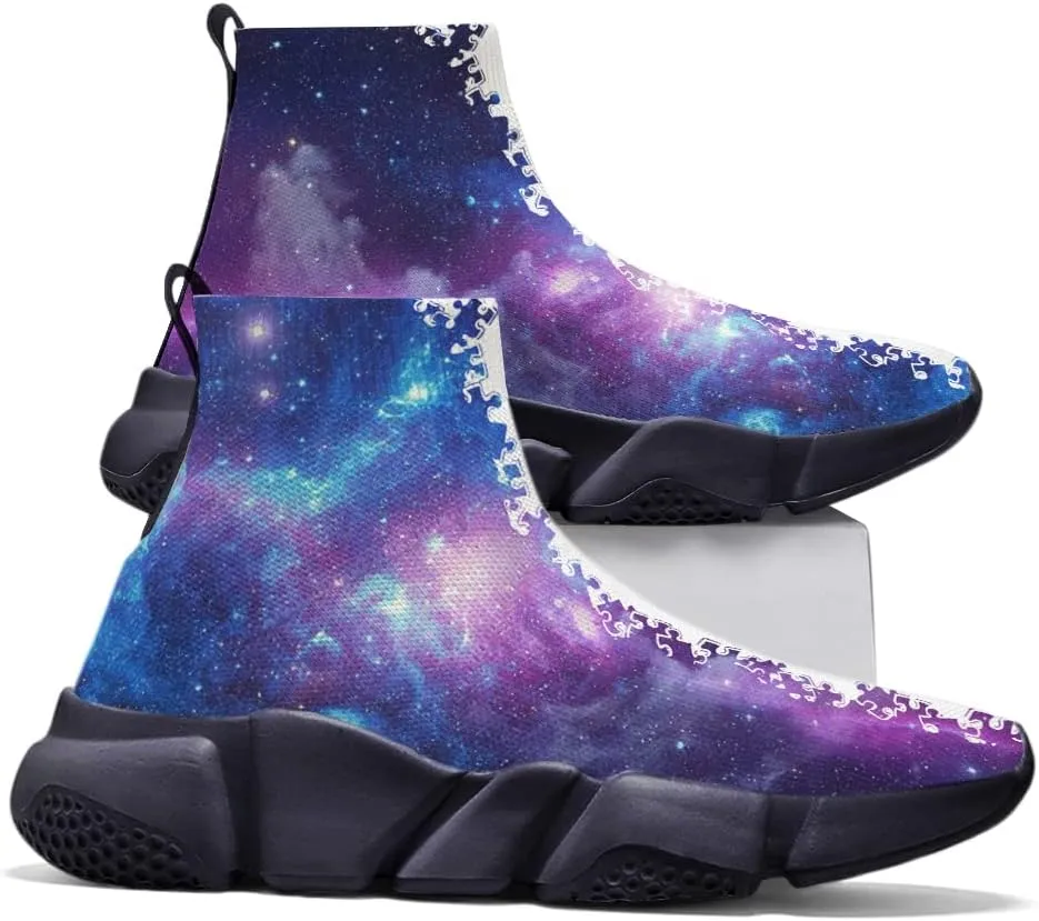 Men's Lightweight Running Shoes Casual Tennis Sports Breathable Knit Walking Non-Slip On Socks Women Sneakers Starry Sky Painted Graffiti