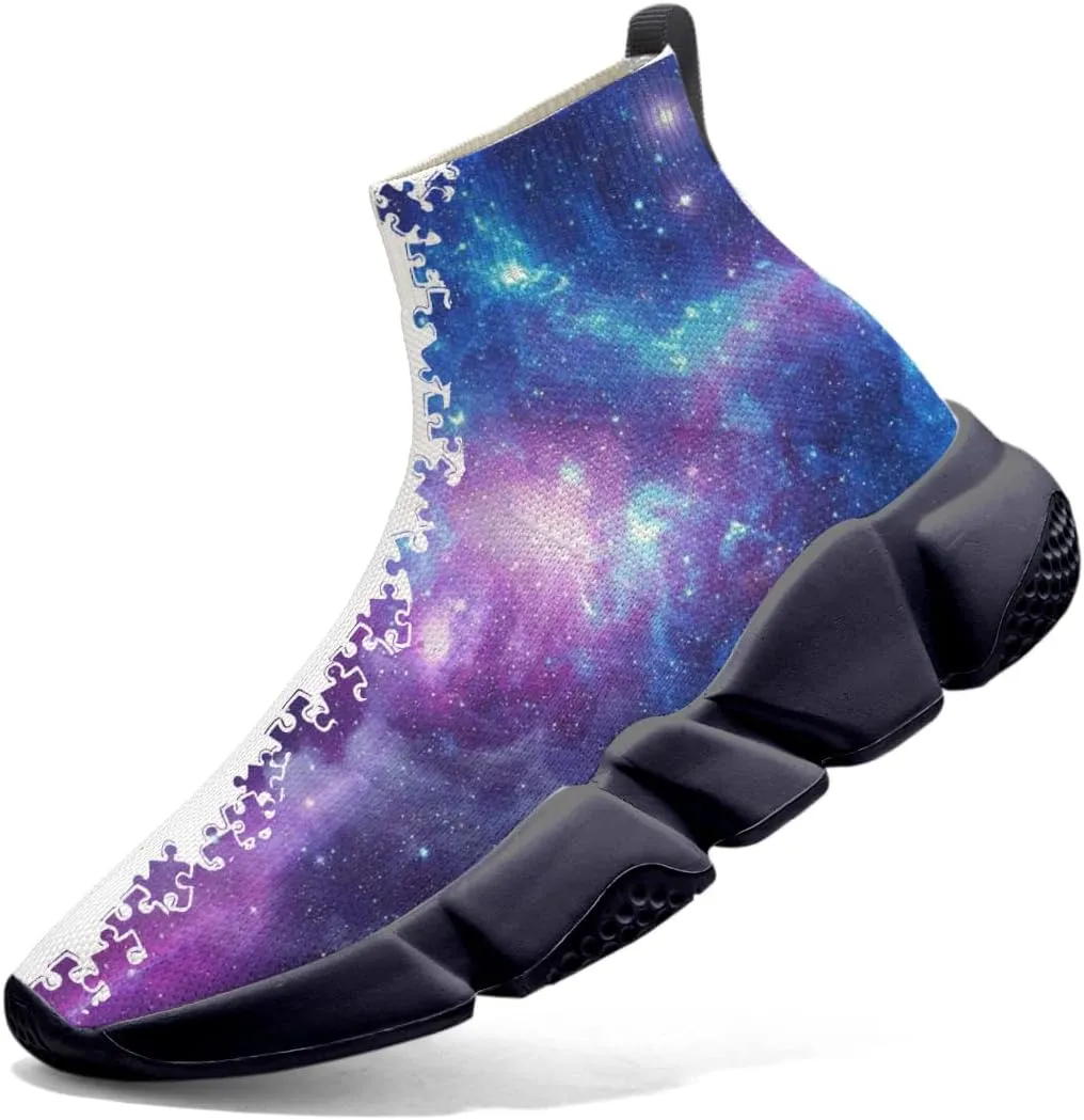 Men's Lightweight Running Shoes Casual Tennis Sports Breathable Knit Walking Non-Slip On Socks Women Sneakers Starry Sky Painted Graffiti