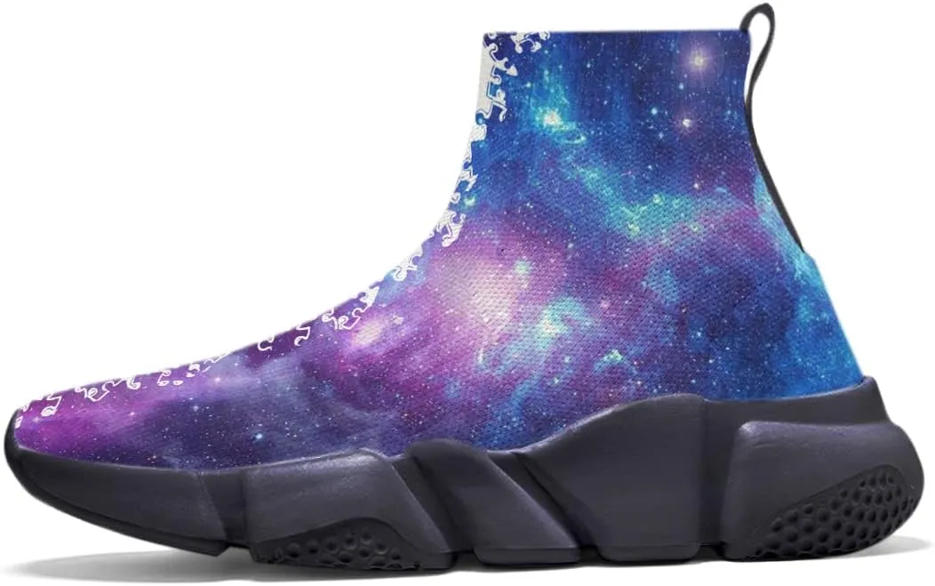 Men's Lightweight Running Shoes Casual Tennis Sports Breathable Knit Walking Non-Slip On Socks Women Sneakers Starry Sky Painted Graffiti
