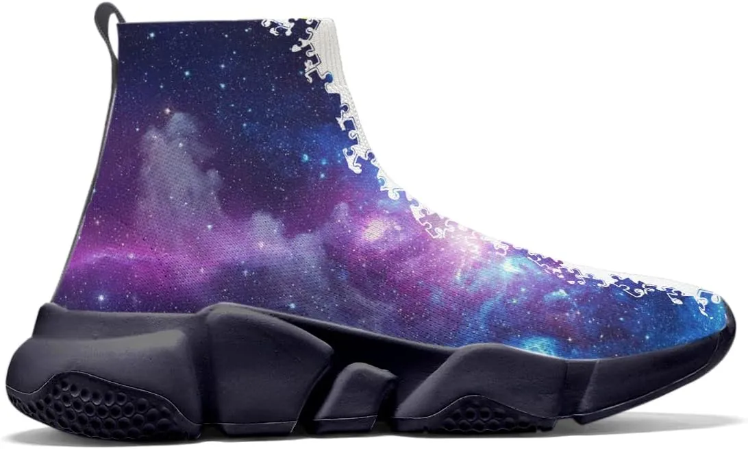Men's Lightweight Running Shoes Casual Tennis Sports Breathable Knit Walking Non-Slip On Socks Women Sneakers Starry Sky Painted Graffiti