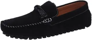 Men's Loafers Suede Vamp Round Toe Breathable Stitching Details Rope Tie Flexible Lightweight Slip Resistant Party Casual Slip-ons