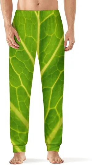 Mens Pajama Pants Bottoms Soft Men Lounge Pants,Green Cabbage Leaf Comfy Mens Pj Pants
