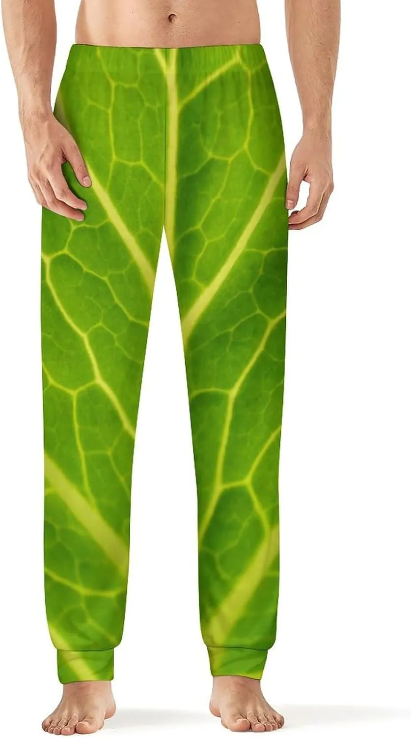 Mens Pajama Pants Bottoms Soft Men Lounge Pants,Green Cabbage Leaf Comfy Mens Pj Pants