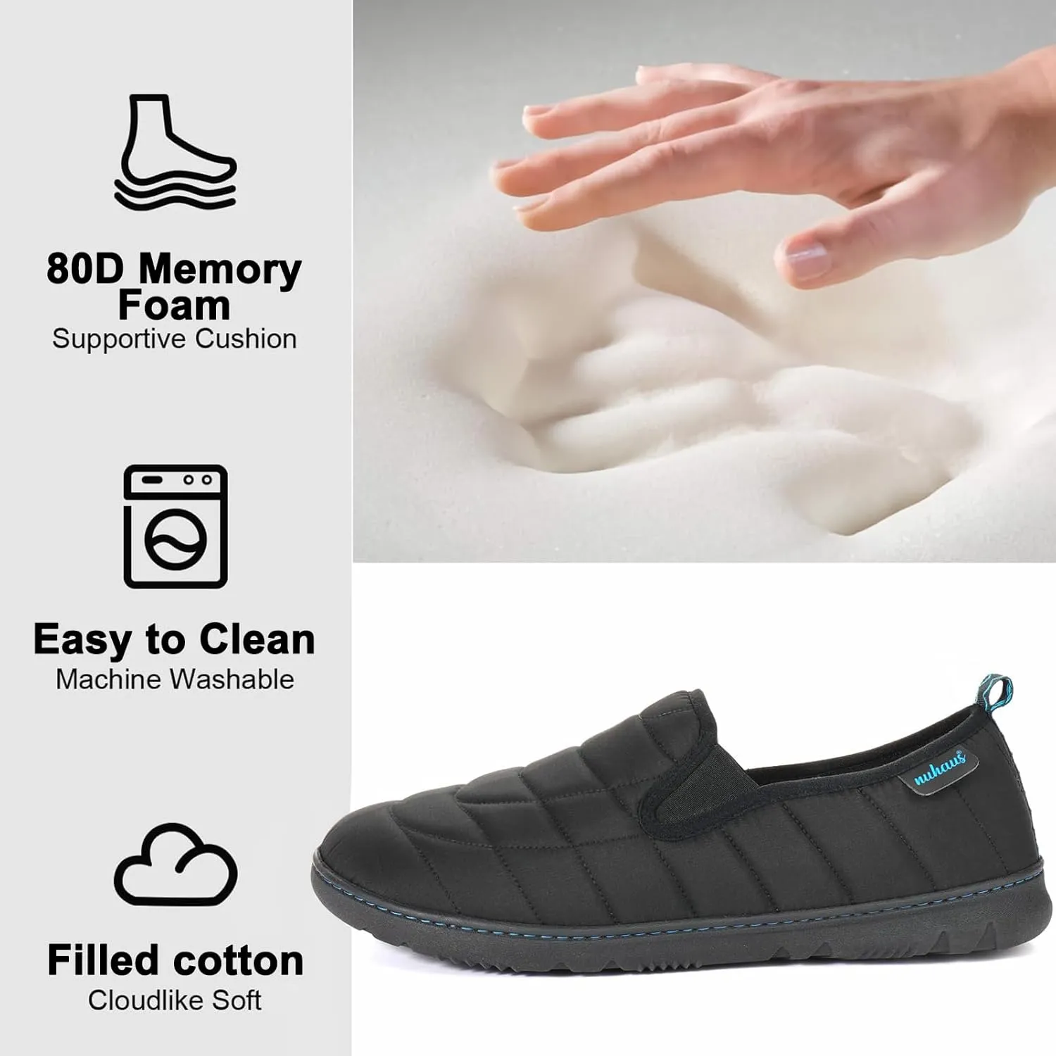 Mens Slippers Outdoor Memory Foam Slip On Indoor House Shoes Loafers
