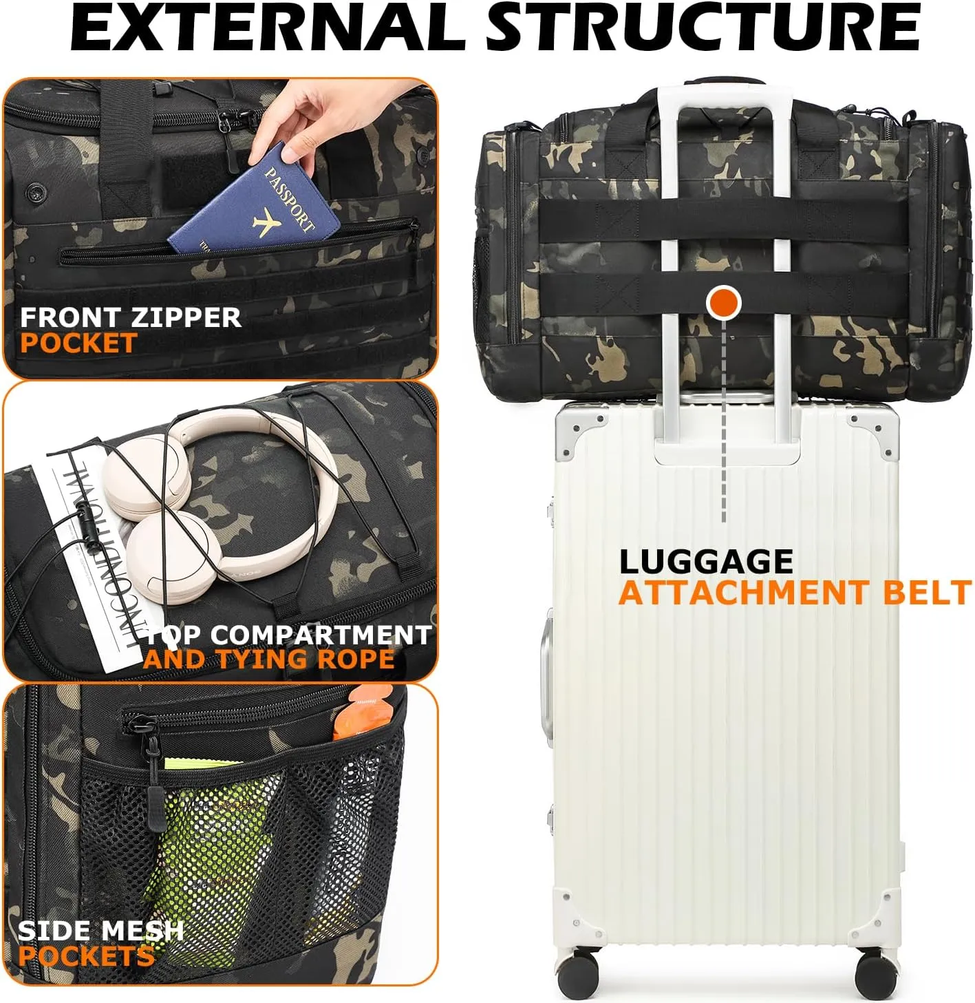 Men's Sneaker Bag for Travel 45L Sports Gym Duffle Bag with 2 adjustable Dividers & Shoulder Strap
