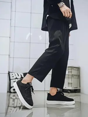 Men's Solid Trendy Lace Up Skateboard Shoes Non Slip Low Top Comfy for Outdoor Walking Jogging Campus Street Holiday All Seasons