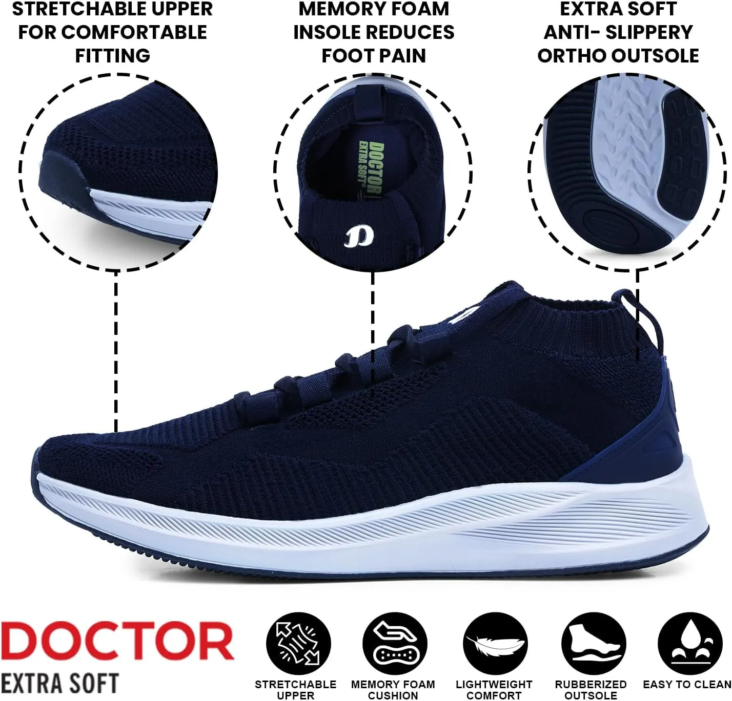 Men's Sports Shoes with Memory Foam Cushioned Insole| Running Walking Gym Training Jogging Athletics| Comfortable & Stylish| Casual & Lightweight| Slipon Sneaker Gent's Boy's D-2007