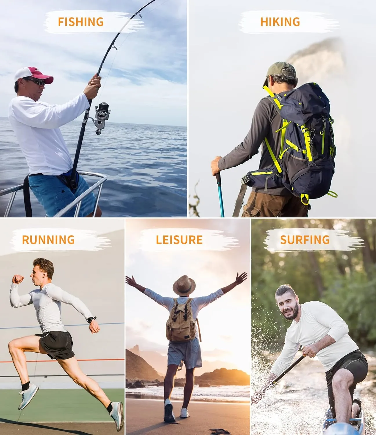 Men's Sun Protection Shirts UV SPF UPF 50  Long Sleeve Rash Guard Fishing Running Swim Quick Dry Lightweight