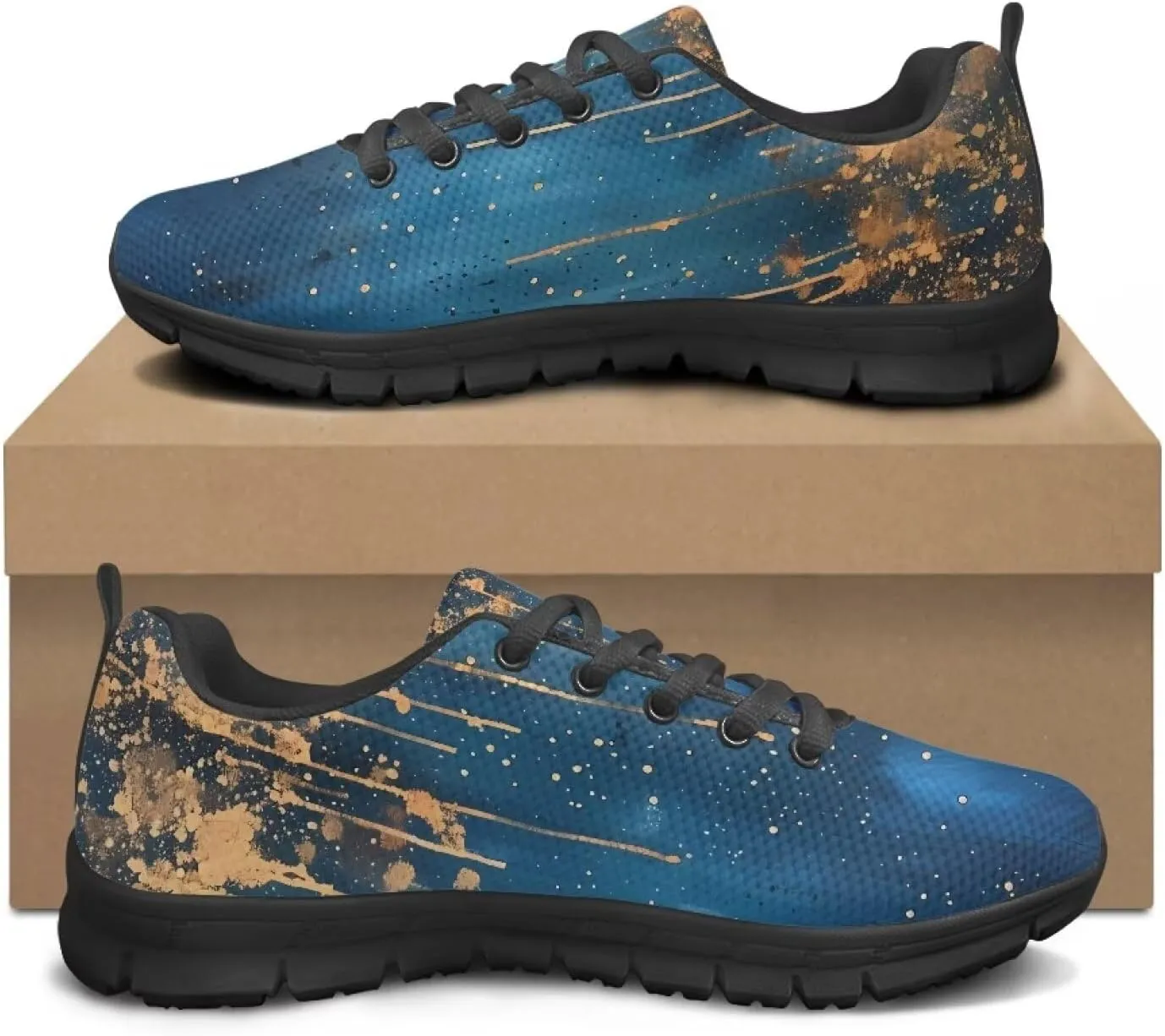 Men's Supportive Running Shoes Lace-Up Non Slip Tennis Sneakers Breathable Comfort Outdoor Shoes for Athletic US 5-14 Black Sole