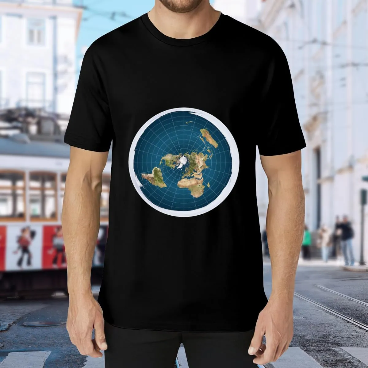 Men's T-Shirts,Flat Earth,Stylish Raglan Tee Natural Fiber T Shirt Unique Print Tee