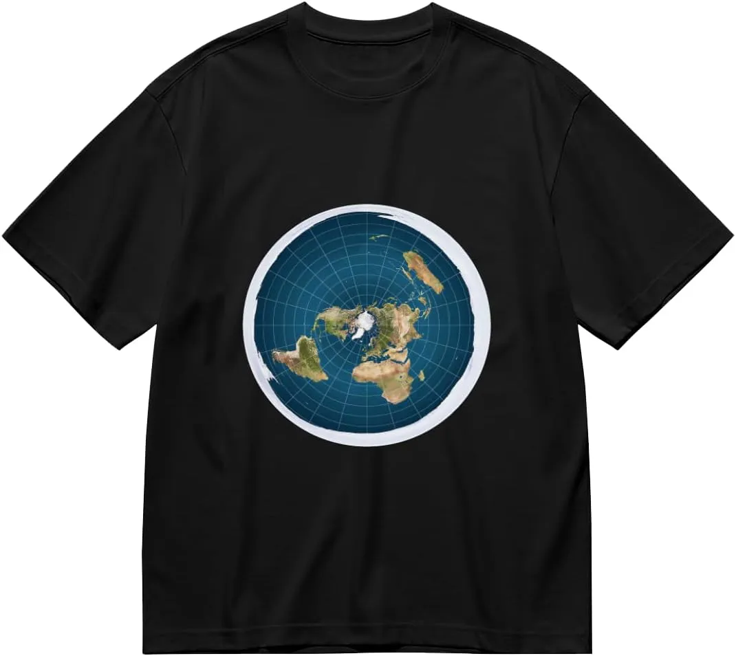 Men's T-Shirts,Flat Earth,Stylish Raglan Tee Natural Fiber T Shirt Unique Print Tee
