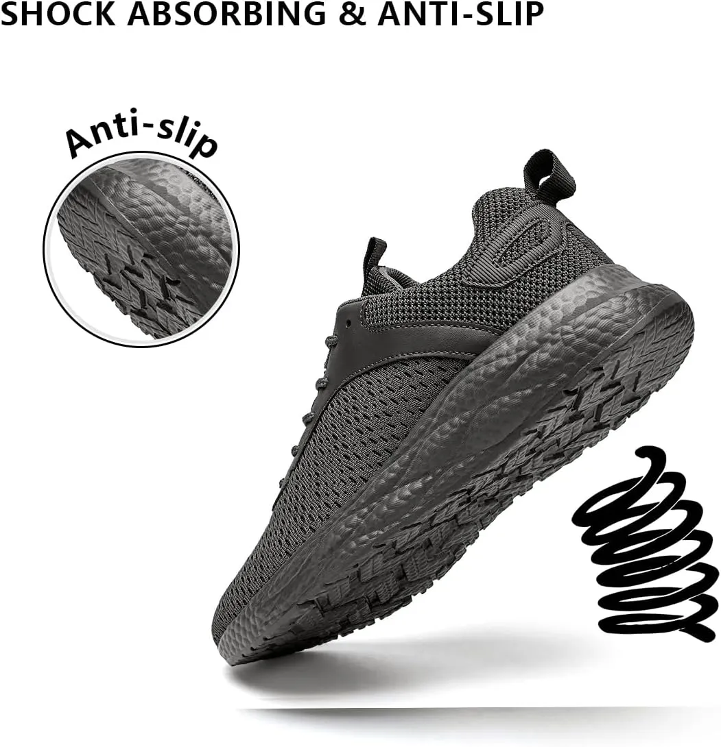 Mens Walking Shoes Running Trainers Sneakes Athletic Gym Fitness Sport Shoes Non Slip Breathable Mesh Comfortable Workout Fashion Slip On