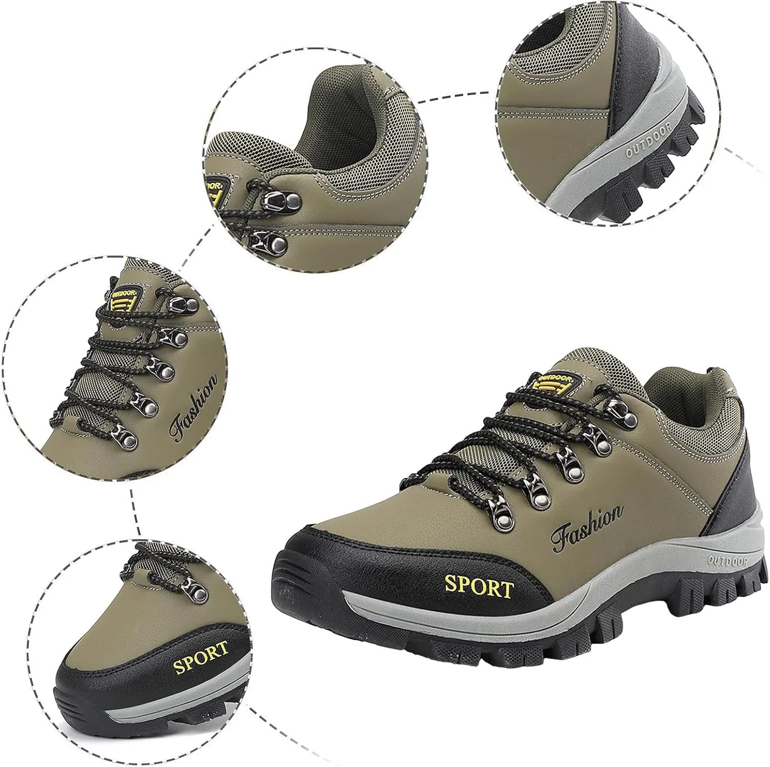 Men's Walking Sneakers Men Casual Shoes Fashionable New Pattern Simple and Rainproof Thick Sole Comfortable Lace Up Sports Hiking Shoes Athletic Sneaker Running Shoes