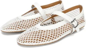 Mesh Ballet Flats for Women Buckle Strap Comfy Casual Office Fishnet Ballerina Flat Shoes