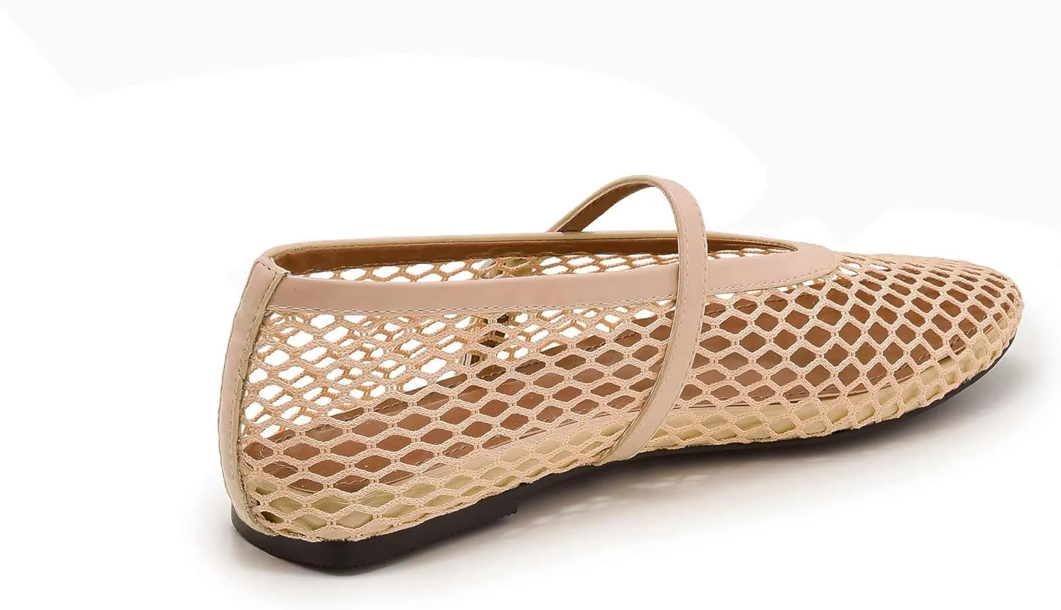 Mesh Ballet Flats for Women Buckle Strap Comfy Casual Office Mary Jane Flat Fishnet Ballerina Flat Shoes