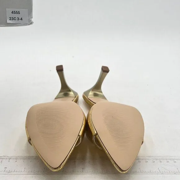 Milooey Gold Comfy High Heel Mules Open Pointed Toe Slide Sandal Backless Shoes