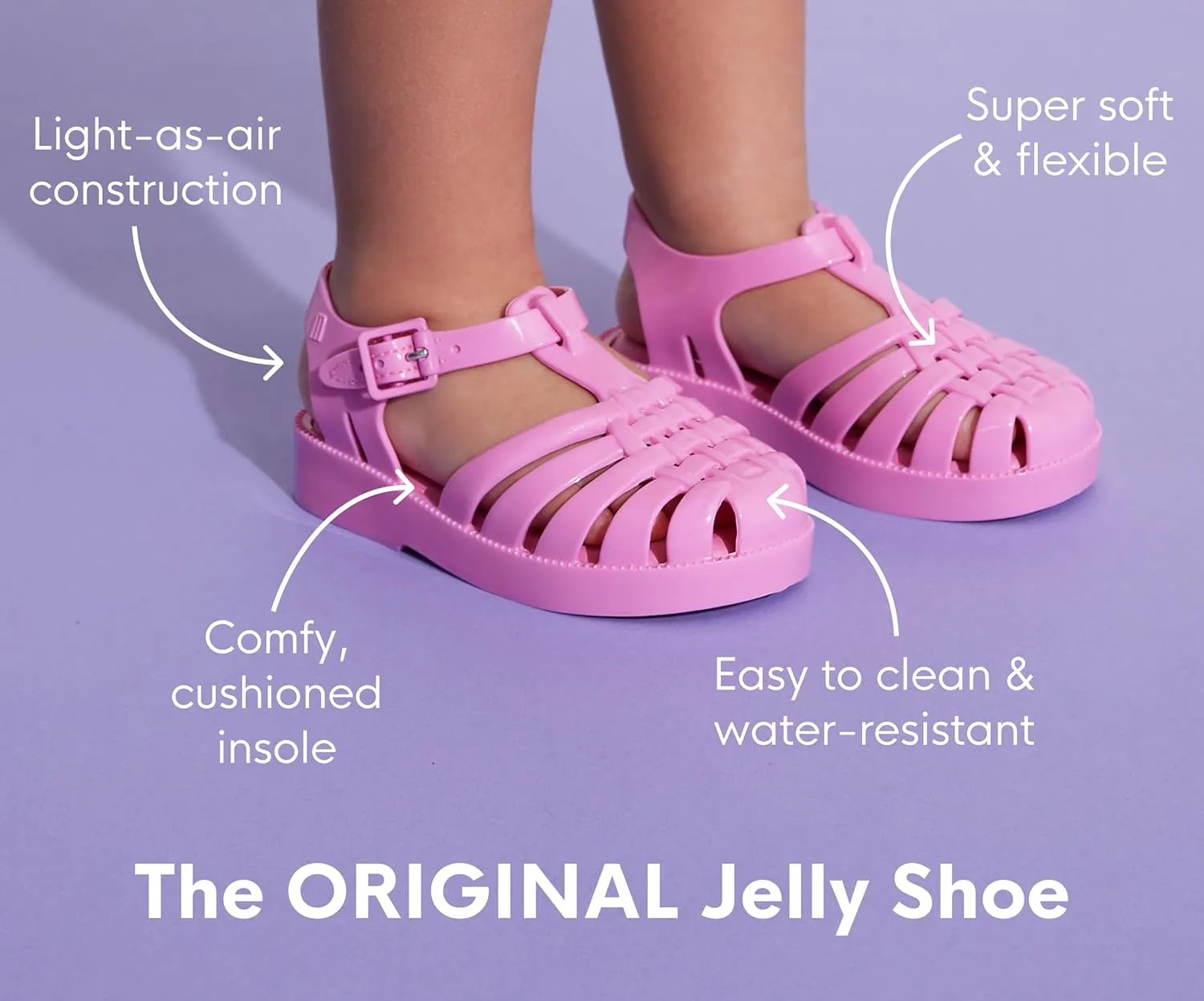 mini melissa Cozy Jelly Slides for Kids - Slip-on Jelly Shoes, Slip On Sandals for Girls, Open Toe Summer Shoes, Adjustable