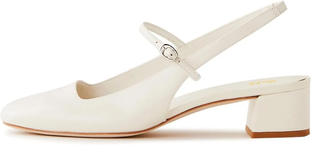 miss left Women Fashion Round Toe Slingback Pumps Block Low Heel Buckled Sandals Comfy Summer Party Office Shoes Size 4-16 US