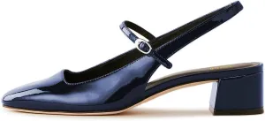 miss left Women Fashion Round Toe Slingback Pumps Block Low Heel Buckled Sandals Comfy Summer Party Office Shoes Size 4-16 US