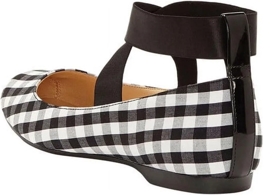 miss left Women's Stretchy Crisscross Strap Ballerina Flats Closed Square Toe Slip On Comfy Dance Party Shoe Size 4-16 US