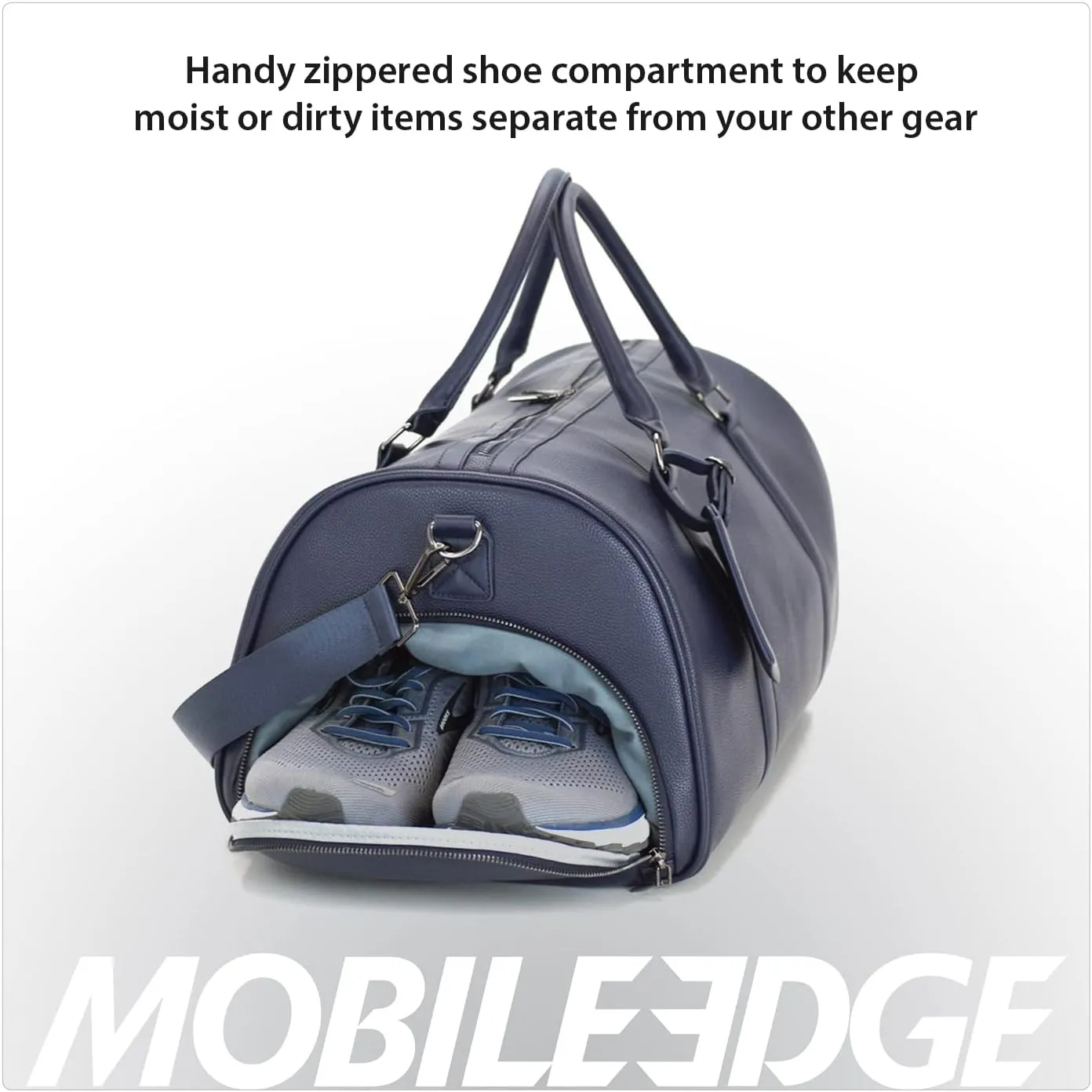 Mobile Edge Deluxe Travel Duffel Bag for Men and Women, Vegan Leather, Gym, Overnight, Weekender, Carry-On Size