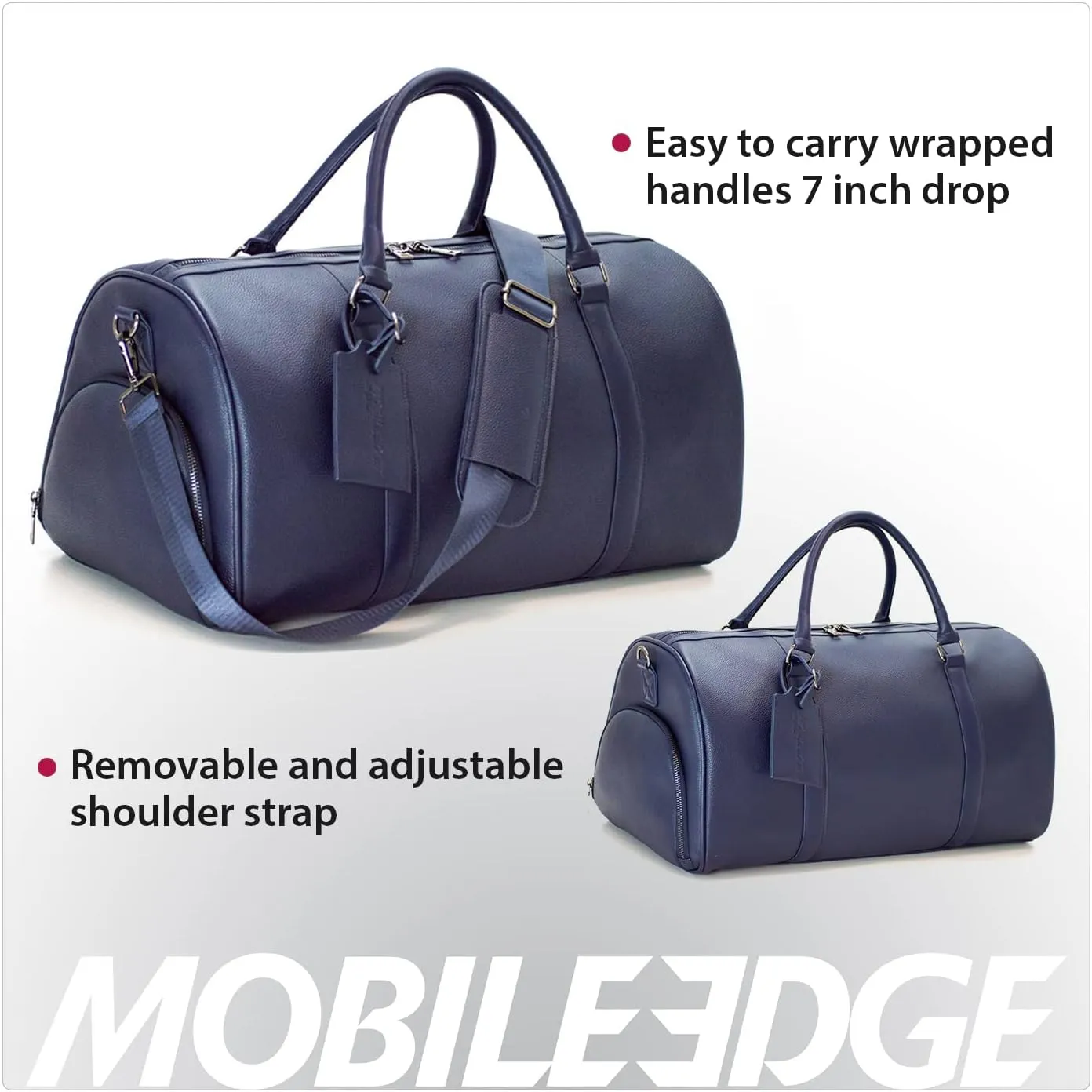 Mobile Edge Deluxe Travel Duffel Bag for Men and Women, Vegan Leather, Gym, Overnight, Weekender, Carry-On Size
