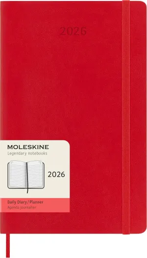 Moleskine Classic 12 Month 2026 Daily Planner, Soft Cover, Large (5" x 8.25"), Scarlet Red, 400 pages