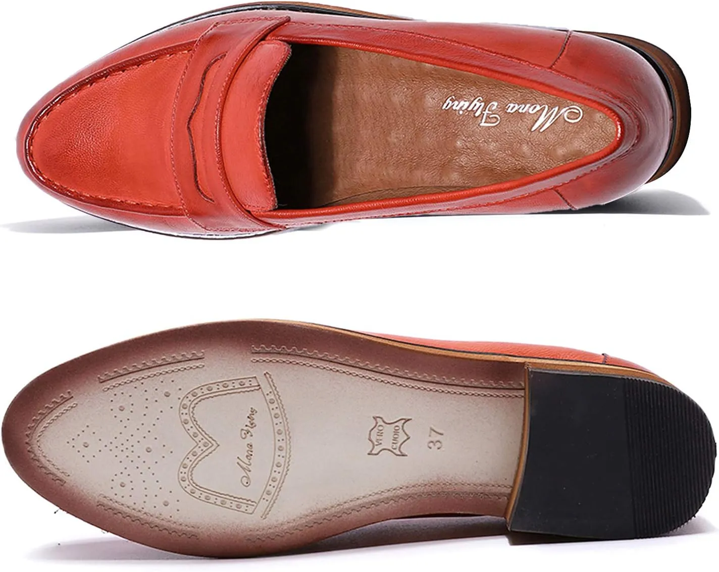 Mona flying Women's Classy Leather Penny Loafer Dress Casual Slip on Flat Office Work Shoes for Ladies