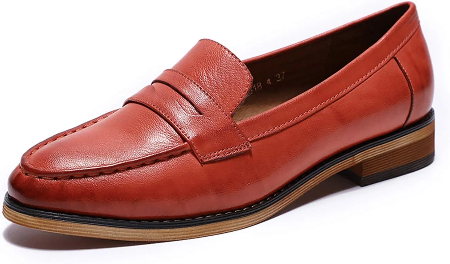Mona flying Women's Classy Leather Penny Loafer Dress Casual Slip on Flat Office Work Shoes for Ladies