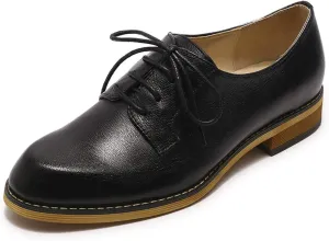 Mona flying Women's Handmade Dress Oxfords Derby Comfy Lace up Leather Shoes for Ladies