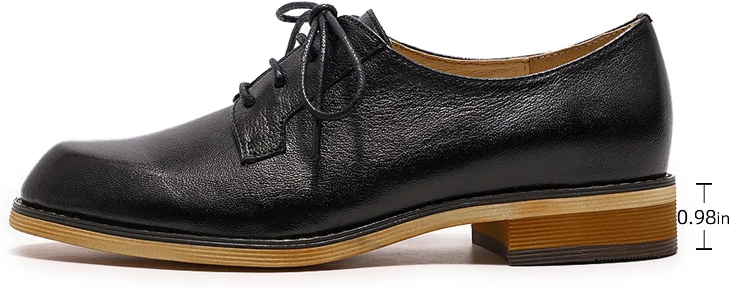 Mona flying Women's Handmade Dress Oxfords Derby Comfy Lace up Leather Shoes for Ladies