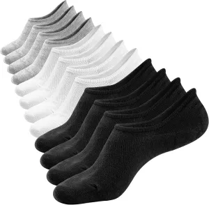 Mottee&Zconia Mens Low Cut No Show Casual Ankle Black Grey White Basic Mesh Comfy Anti Skid Socks 6 pack Size8-11