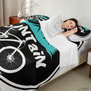 Mountain Bike Kids Sheet Full Size,Mount Adventure Bicycle Rider Bedding Set,Boys Girls Room Decor,Extreme Racing Sports Games Black White Bed Sheet Set 4pcs(Fitted   Flat   2 Pillowcases)