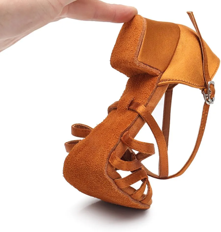 MSMAX Girls Latin Dance Shoe Low Heel Salsa Dancing Sandals for Women