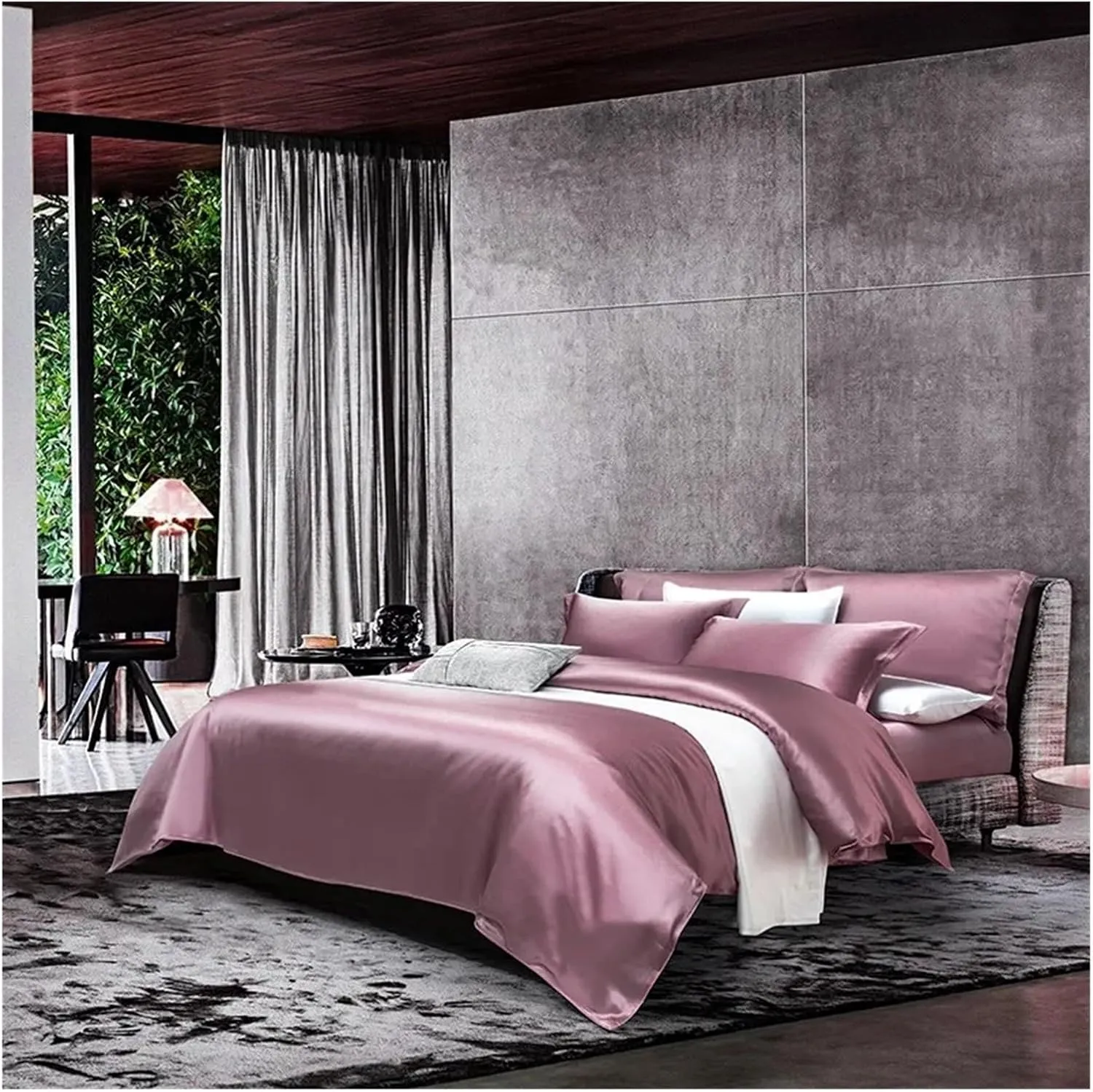 Mulberry Silk Duvet Cover, Silk Bedding, Comfortable and Soft Duvet Cover Set, 1 Bed Duvet Cover 1 Bed Sheet 2 Pillowcases,Bedding (B Twin)