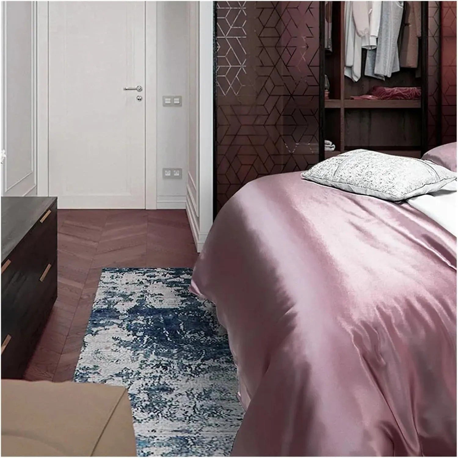 Mulberry Silk Duvet Cover, Silk Bedding, Comfortable and Soft Duvet Cover Set, 1 Bed Duvet Cover 1 Bed Sheet 2 Pillowcases,Bedding (B Twin)