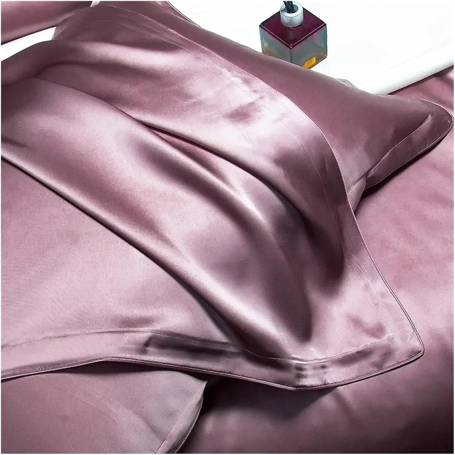 Mulberry Silk Duvet Cover, Silk Bedding, Comfortable and Soft Duvet Cover Set, 1 Bed Duvet Cover 1 Bed Sheet 2 Pillowcases,Bedding (B Twin)