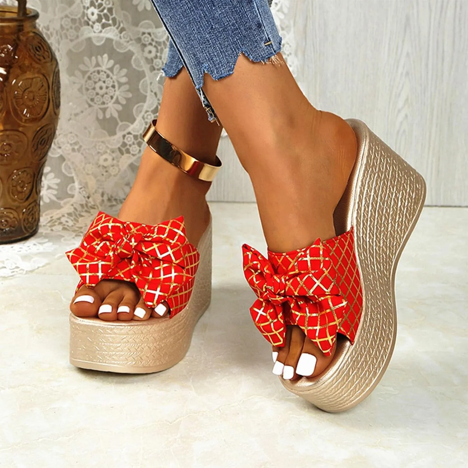 Mules for Women Heel Sandals Summer Dressy Platform Shoes High Heels Slip-On Arch Support Slides Wedge Sandals 2025