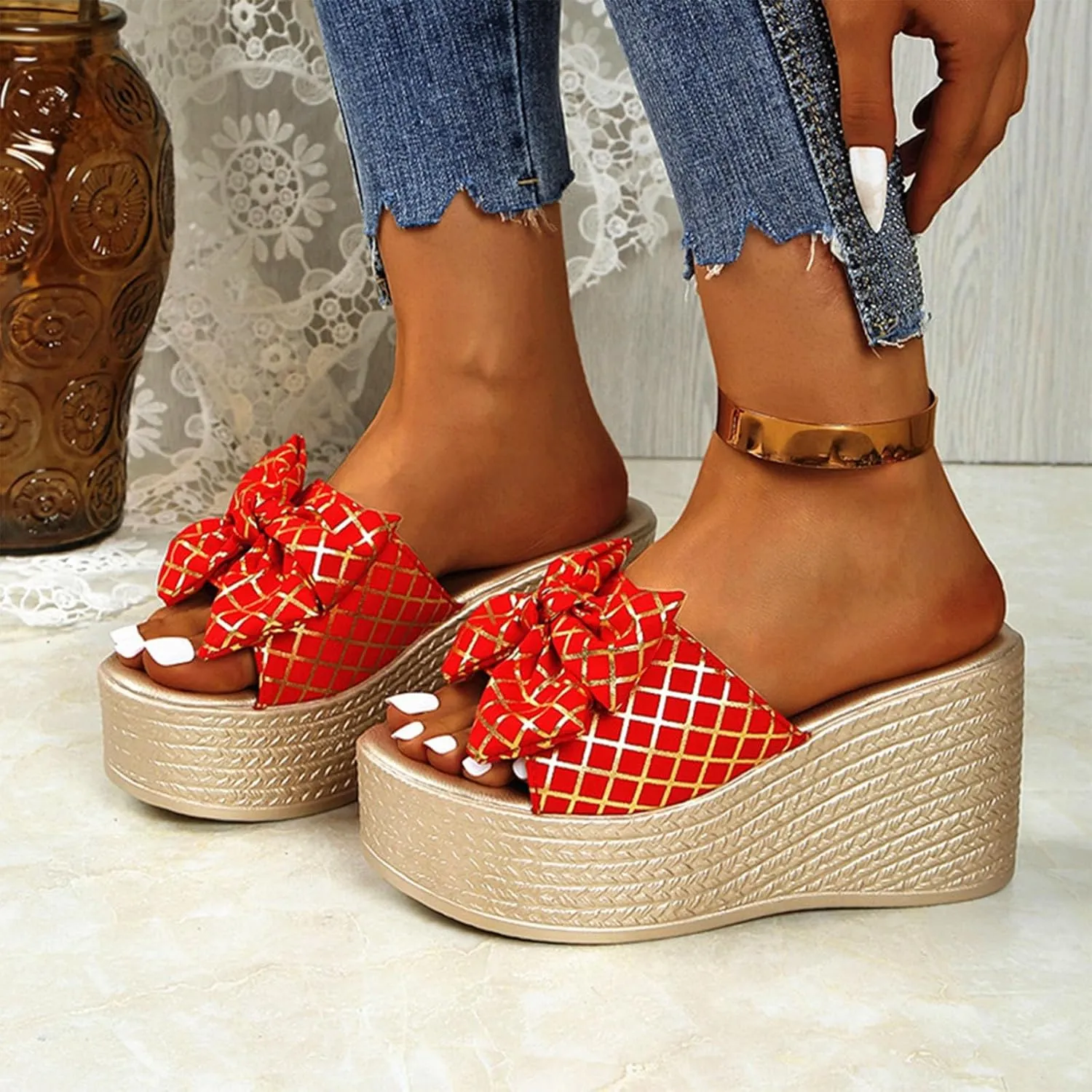 Mules for Women Heel Sandals Summer Dressy Platform Shoes High Heels Slip-On Arch Support Slides Wedge Sandals 2025